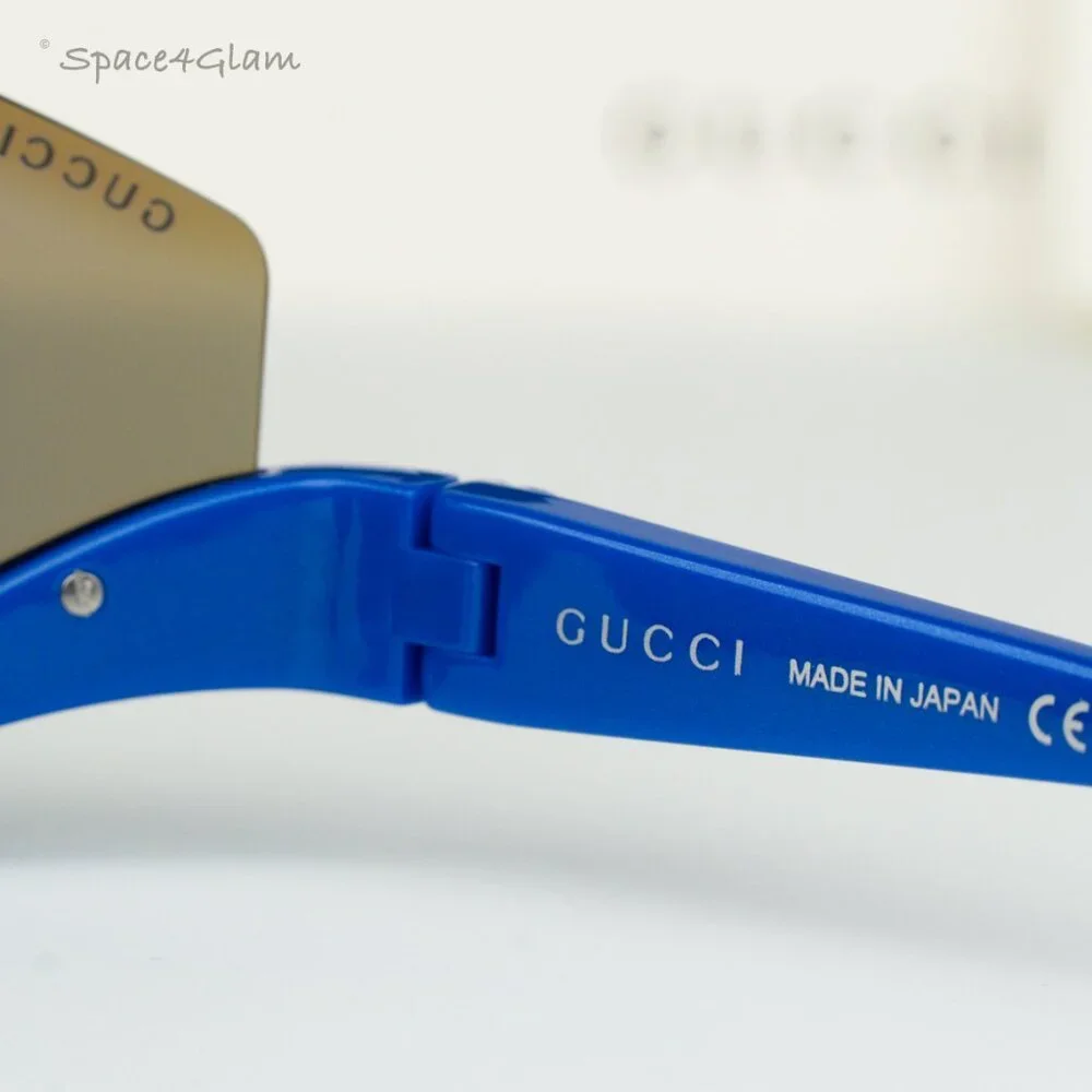 Gucci Men Sunglasses Blue Blue Mirror Shield Mask GG1650S 010 BRAND NEW
